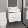 SEVOBAL Bathroom Vanities 60cm One Door Vanities with Two Drawers and Open Shelf for Bathroom Storage, White, 28.35"*23.23"*11.82" - 4 of 4