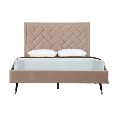 Manhattan Comfort Crosby Modern Velvet Upholstered Bed