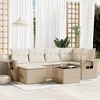 vidaXL 7 Piece Patio Sofa Set with Cushions Poly Rattan - Beige and Cream Without Table - 2 of 4