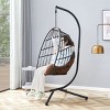 Brown Heavy-Duty Hanging Egg Chair with Stand,Wicker Swing for Indoor/Outdoor Use,Cushioned Single Person Hammock Seat–The Pop Home - 3 of 4