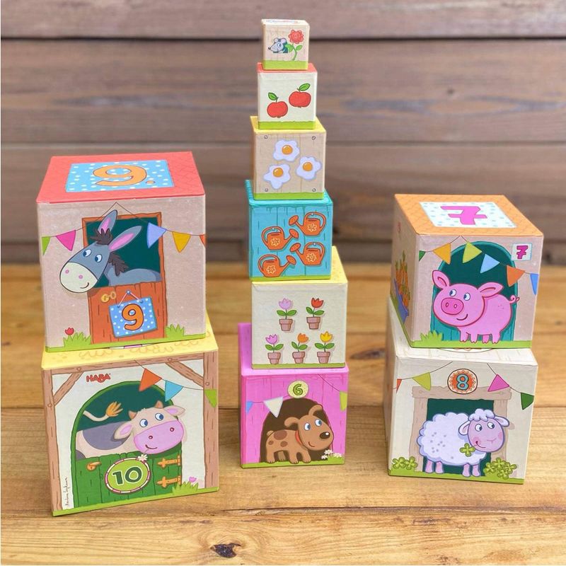 HABA On the Farm Sturdy Cardboard Nesting & Stacking Cubes, 5 of 11