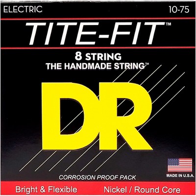 DR Strings Tite-Fit Nickel Plated Medium 8-String Electric Guitar Strings (10-75) Medium