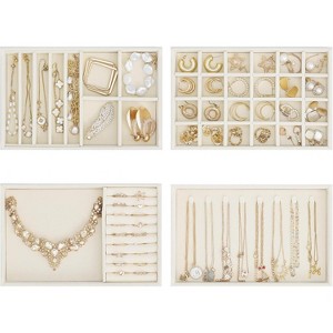 4-Layer Stackable Jewelry Organizer Trays with Removable Dividers for Drawer Storage - 1 of 4