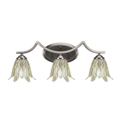 Toltec Lighting Zilo 3 - Light Vanity in  Graphite with 7" Vanilla Leaf Shade