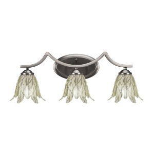 Toltec Lighting Zilo 3 - Light Vanity in  Graphite with 7" Vanilla Leaf Shade - 1 of 1