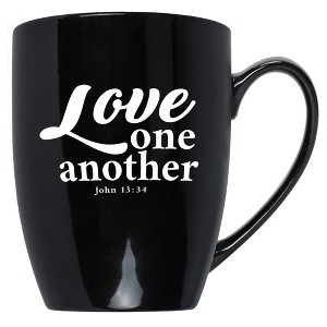 Elanze Designs Love One Another John 13:34 Black 10 ounce New Bone China Coffee Cup Mug - 1 of 4