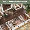 ORRD Farmhouse Makeup Vanity Desk with Lighted Mirror & Stool, Dressing Table with Charging Station & Storage - 4 of 4
