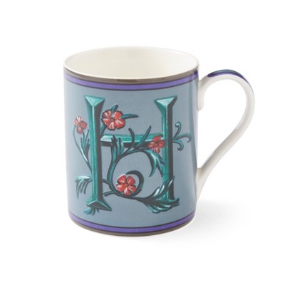 Kit Kemp by Spode 12oz Alphabet Mug, Unique Stylish Monogram, Fine China, Dishwasher Safe, Personalized Initial, Fabulous Mug with Gift Box