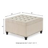 Syemin Ottomans and Benches Large Square Storage Ottoman with Wooden Legs, Upholstered Button Tufted Coffee Table, Entryway Bench, Beige, 30"*30"*18" - 3 of 4