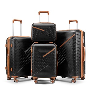 Lyngins 14/20/24/28 Inch 4PCs Hardside Luggage Sets with TSA Lock,Spinner Wheels,Carry on Luggage,Expanable Lightweight Family Suitcases - 1 of 4