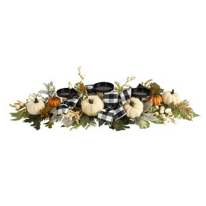 Nearly Natural 32-in White Pumpkin and Berries Artificial Candelabrum - 1 of 4