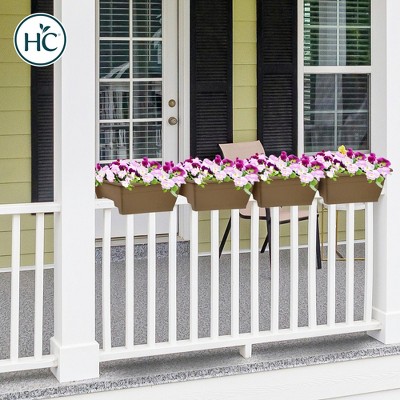 Chocolate Brown 12-Inch Plastic Outdoor Deck Planter Box Set