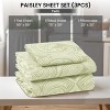 4 Piece Bed Sheets Printed Microfiber Sheet Set Ultra Soft, Easy Care Paisley Printed Sheets - Lux Decor Collection - 2 of 4