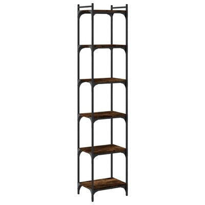 vidaXL Bookcase Smoked oak Engineered wood, Metal Medium Adjustable Feet