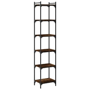 vidaXL Bookcase Smoked oak Engineered wood, Metal Medium Adjustable Feet - 1 of 4