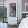 ORRD Freestanding Wardrobe with Doors & Drawers, White - Modern Closet Organizer with Hanging Rod for Bedroom Storage - 2 of 4