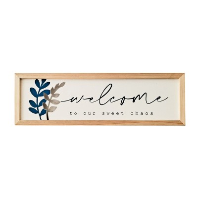 VIP Wood 19 in. White Welcome to our Sweet Chaos Sign