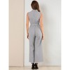 Allegra K Women's Button Down Collared Wide Leg Tie-Waist Sleeveless Cargo Jumpsuits - 4 of 4