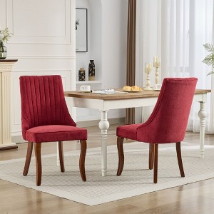 NicBex Flocking Thickened Dining Chairs Set of 2 with Curved Solid Wood Legs,Modern Upholstered Style Accent Chairs for Living Room - 1 of 4