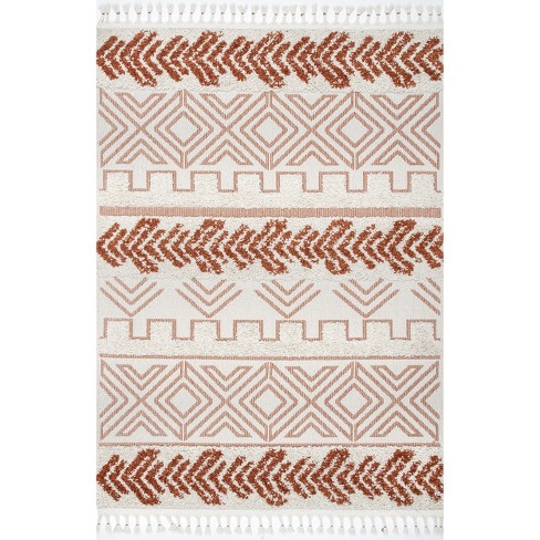 Nuloom Zuri Shaggy Banded Global Area Rug 5x7, Rust : Target