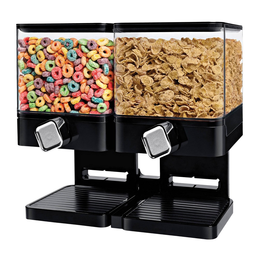 UPC 892583000054 product image for Zevro Compact Edition Dry Food Dispenser Double 17.5 Oz. Canister - Black | upcitemdb.com