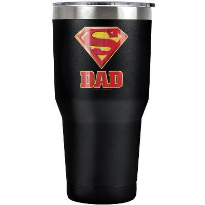 Superman Super Dad Shield Logo Steel Tumbler 30oz Coffee Travel Mug