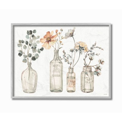 Stupell Industries Antique Floral Bouquets Flowers Glass Jar Painting