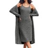 Ekouaer Womens Knit Robe Set 2 Piece Nightgown with Robes Long Sleeves Lounge Sets with Pockets - 3 of 4