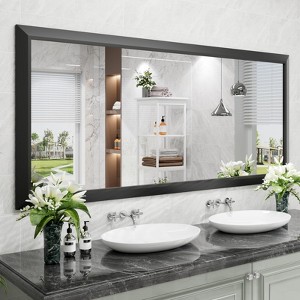 Apmir High-Strength Tempered Glass and Aluminum Alloy Framed French Cleat Mounted Wall Decor Mirror in matte black with 5-Year Warranty - 1 of 4