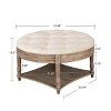 Textured Large Round Ottoman Coffee Table with Button Tufted Top, Wooden Storage Shelf and Waterproof Upholstery-Maison Boucle - 4 of 4