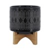 VisioGear Round Planter with Wooden Stand, Plant Pots for Living Room, Bedroom, Black, 8"*8"*9" - 4 of 4