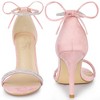 Perphy Women's Rhinestone Round Open Toe Ankle Tie Stiletto Heels Sandals - 2 of 4