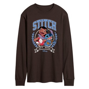 Men's - Disney - Stitch Collegiate Group Long Sleeve Graphic T-Shirt - 1 of 2