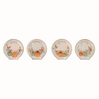 Transpac Dolomite Harvest Bird Spoon Rest Set of 4 Ceramic Fall Decor for Kitchen Gift Giving and Hostess Gifts