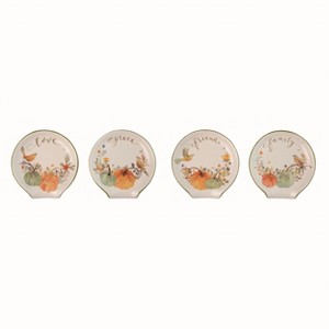 Transpac Dolomite Harvest Bird Spoon Rest Set of 4 Ceramic Fall Decor for Kitchen Gift Giving and Hostess Gifts - 1 of 1