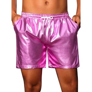 INSPIRE CHIC Men's Elastic Drawstring Party Metallic Hot Shorts - 1 of 4