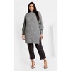 Women's Plus Size Longline Split Sweater - grey marle | CITY CHIC - 3 of 4