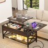Aheaplus Lift Top Coffee Table with USB Port and LED light, Adjustable Living Room Table - 3 of 4