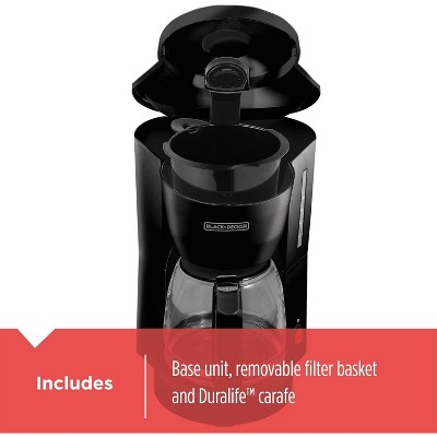 Black 5-Cup Freestanding Coffee Maker with Glass Carafe
