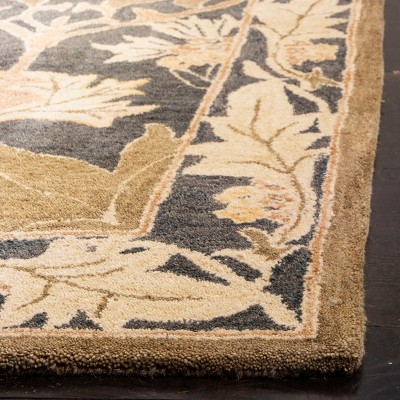 Hand-Tufted Navy and Sage Wool Rectangular Area Rug