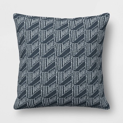 18"x18" Geometric Dots Jacquard Square Outdoor Throw Pillow Gray - Threshold™
