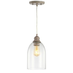 6.25" LED Adjustable Glass Greige Pendant Gray - Jonathan Y - 1 of 4