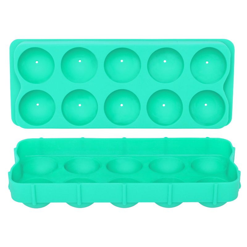 HIC Silicone Cannonball Sphere Whiskey Ice Ball Mold Tray, Vintage Blue, 2 of 5