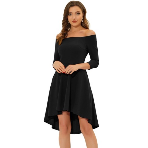 Allegra K Women's Off Shoulder Elegant High Low Flared Cocktail Party