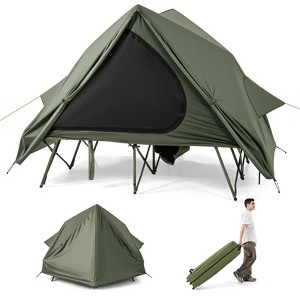 Tangkula 2 in 1 Camping Cot Combo Travel Cot Tent w/Pop-up Tent Shelter Bag & Rainfly - 1 of 4