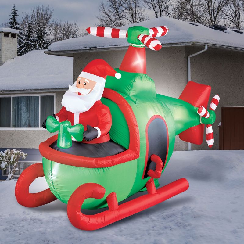 Collections Etc Santa Helicopter Outdoor Inflatable Decoration 78 X 32 X 54, 2 of 3
