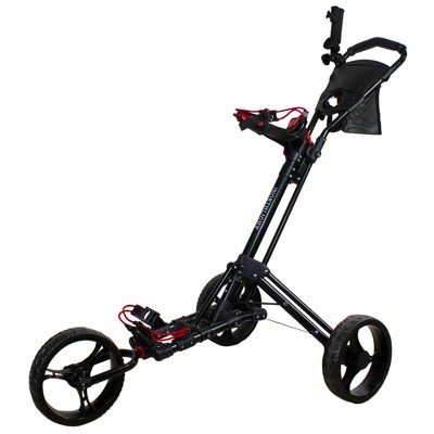 Northlight 48" Black Easy Folding 3 Wheel Golf Bag Push Cart