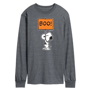 Men's - Peanuts - Snoopy Boo Sign Long Sleeve Graphic T-Shirt - 1 of 4