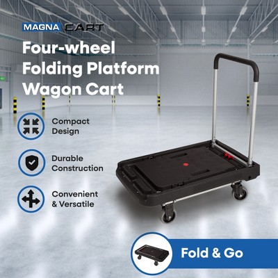 Magna Cart Black Aluminum Folding Platform Transport Cart with 500 LB Capacity