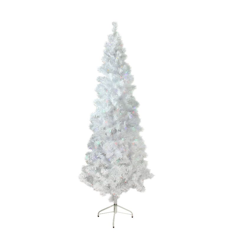 Northlight 6.5' Pre-Lit Pencil White Winston Pine Artificial Christmas Tree - Multi LED Lights, 1 of 3